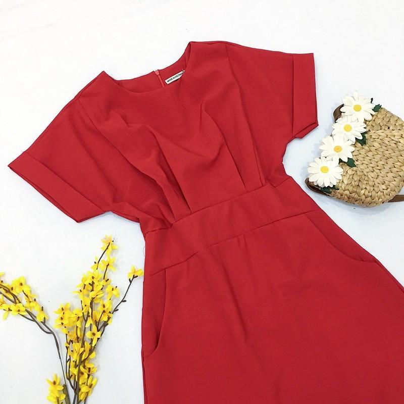 Đầm Ngắn Đỏ Thun Eo