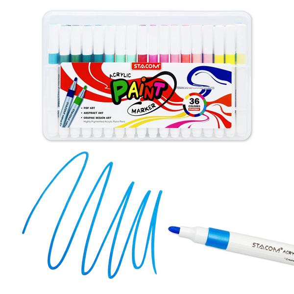 Hộp 36 Bút Dạ Màu Acrylic - Acrylic Paint Marker - Stacom PM036A
