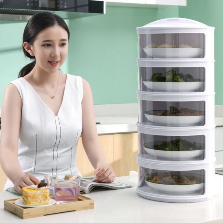 Lồng Bàn Nhiều Tầng, Giữ Nhiệt Đậy Thức Ăn Thông Minh 4 Tầng Dựng Thức Ăn Và 1 Tầng Dựng Rau Củ- Smarthome GG