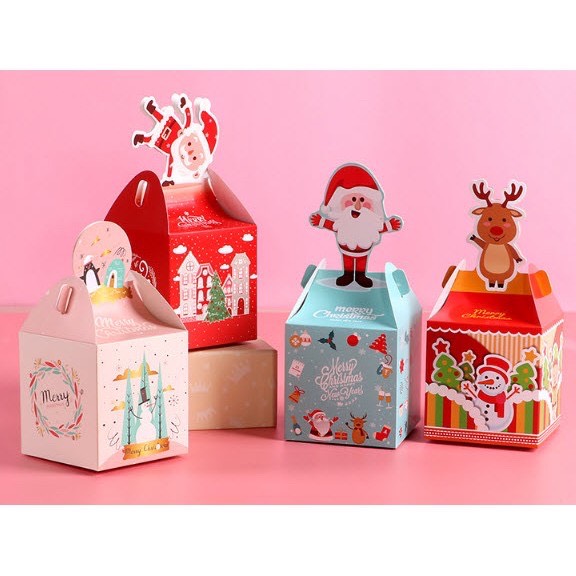 Bộ 10 vỏ hộp quà noel - hộp đựng quà noel nhiều màu - mẫu ngẫu nhiên