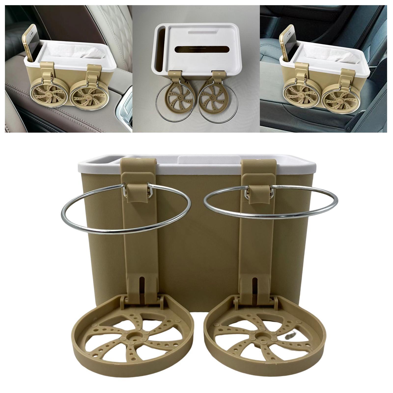 Car Armrest Storage box Cup Holder car Storage for Coffee Beige Yellow