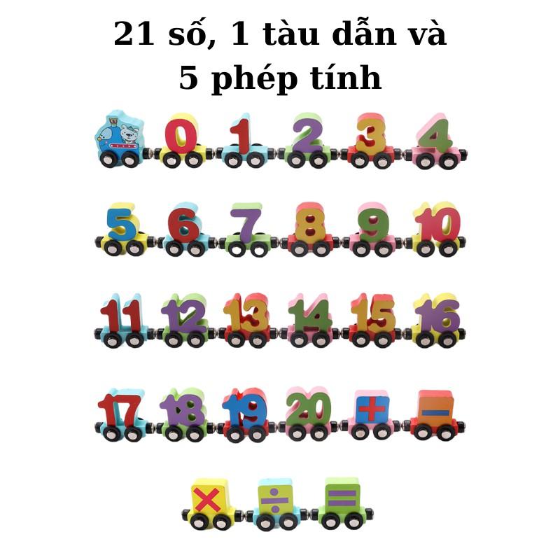 Đồ chơi giáo dục sớm cho bé đoàn tàu nam châm chở số bằng gỗ
