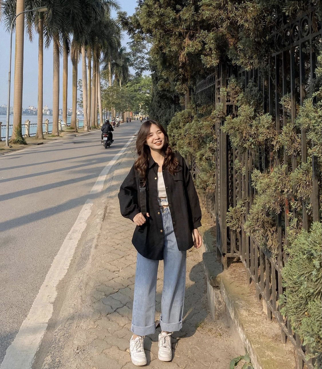 Quần jean Baggy ống suông rộng lưng cao nữ Ulzzang style Hàn Quốc