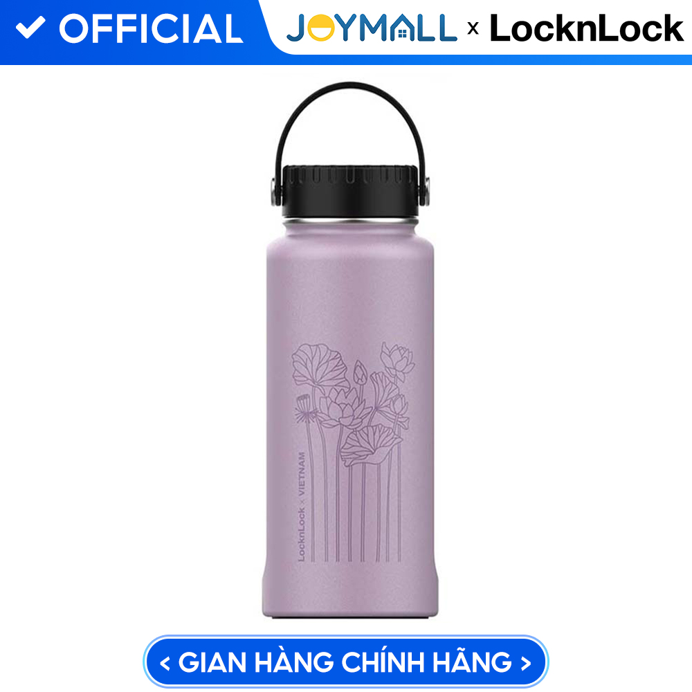 Bình giữ nhiệt LocknLock Riga Tumbler Vietnam Edition màu Hồng tím - Hoa sen LHC4160VOL 897ml, Hàng chính hãng, có quai xách dễ dàng mang đi - JoyMall