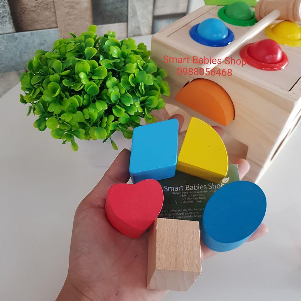 Hộp thả hình đập bóng đa năng bằng gỗ cho bé
