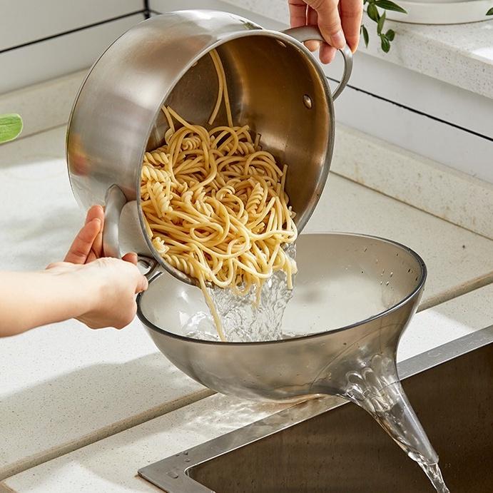 Rổ Rửa Rau Thông Minh Có Vòi Ráo Nước, Phễu Rửa Hoa Quả Thoát Nước Nhựa ABS Đồ Dùng Nhà Bếp Thông Minh