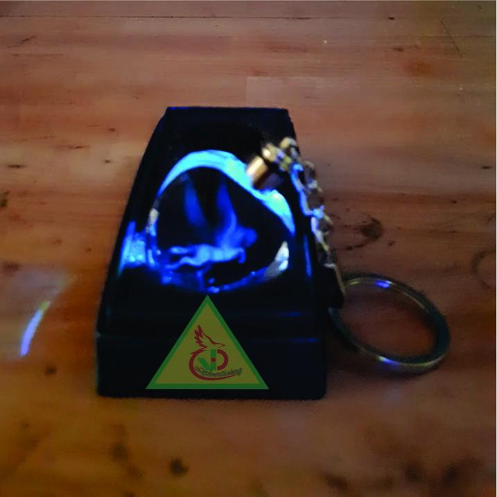 Móc khóa pha lê phát sáng khắc Hình Ngựa Bay 3D_Quà tặng