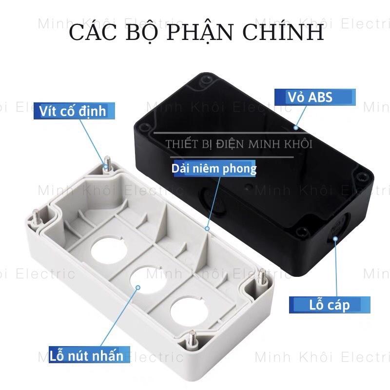 Hộp Nút Nhấn Lỗ Nhựa Phi 22 Cao Cấp, hộp điều khiển nút ấn, công tắc