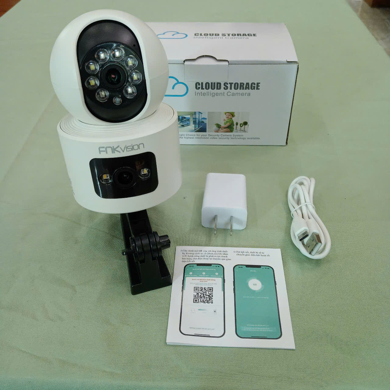 Camera Wifi 2 Mắt 8MpX Siêu Nét Xoay 360 Độ - Đàm Thoại &amp; Chống Trộm Hiệu Quả