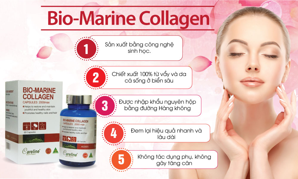 Viên Uống Careline Bio Marine Collagen 2000Mg Max Chống Lão Hoá, Giảm Nếp Nhăn