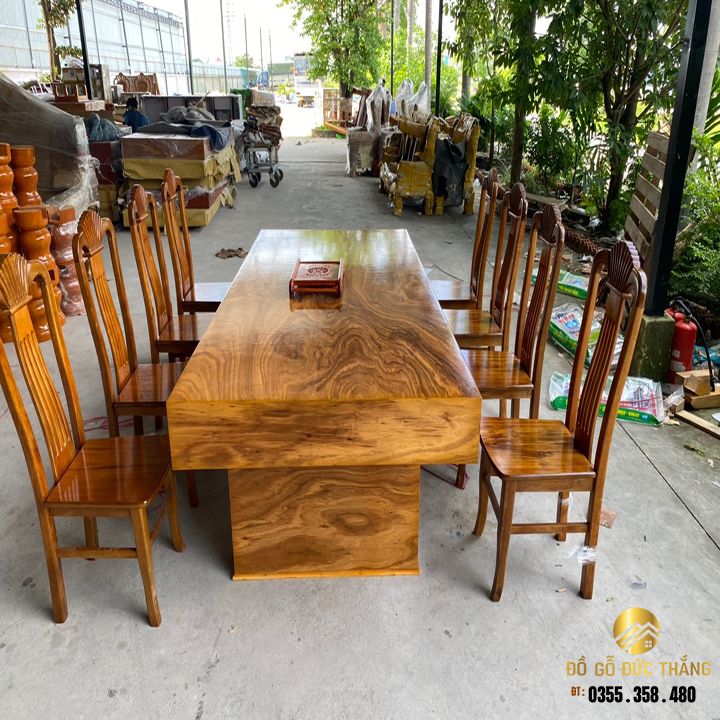 Bàn 10 ghế gỗ cẩm vàng nam phi