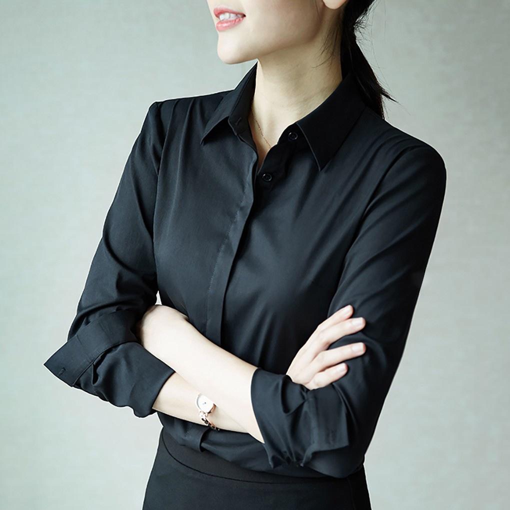 Áo sơ mi nữ công sở dài tay dáng Hàn Quốc thanh lịch hiện đại