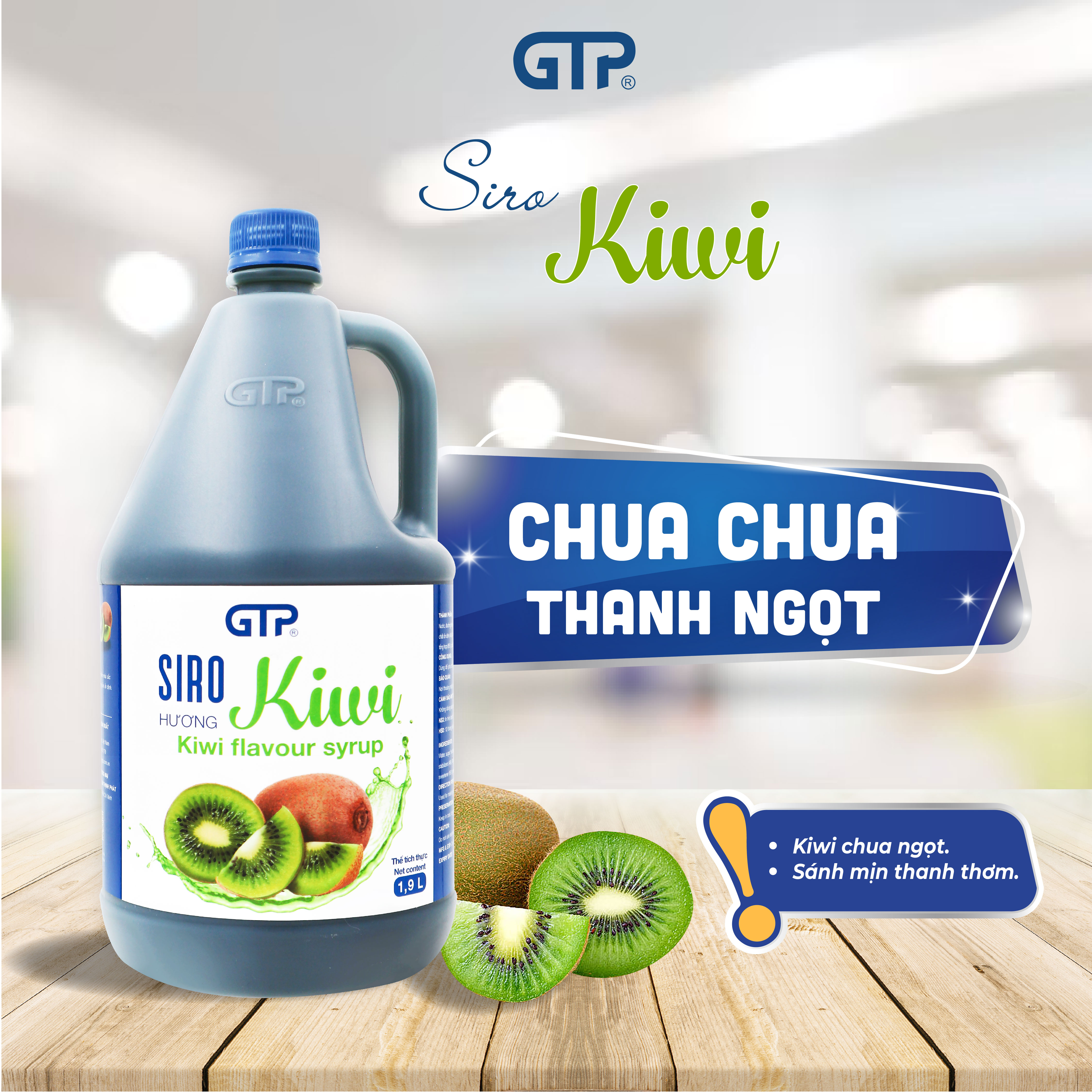 Siro Kiwi GTP - Chuyên dùng pha chế: Trà sữa, Trà trái cây, Cocktail, Mocktail…