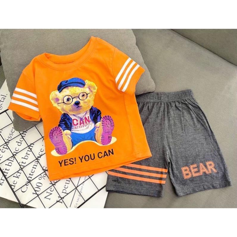 Bộ ngắn bé trai size đại thun cotton in hình cá tính - pikakids