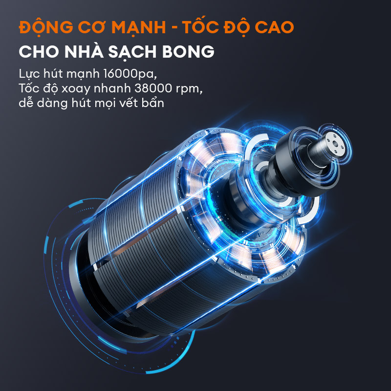 Máy hút bụi cầm tay Gaabor GVCW-M16Y02 dòng DEEP SEA cao cấp, lực hút 16000Pa mạnh mẽ - Hàng chính hãng