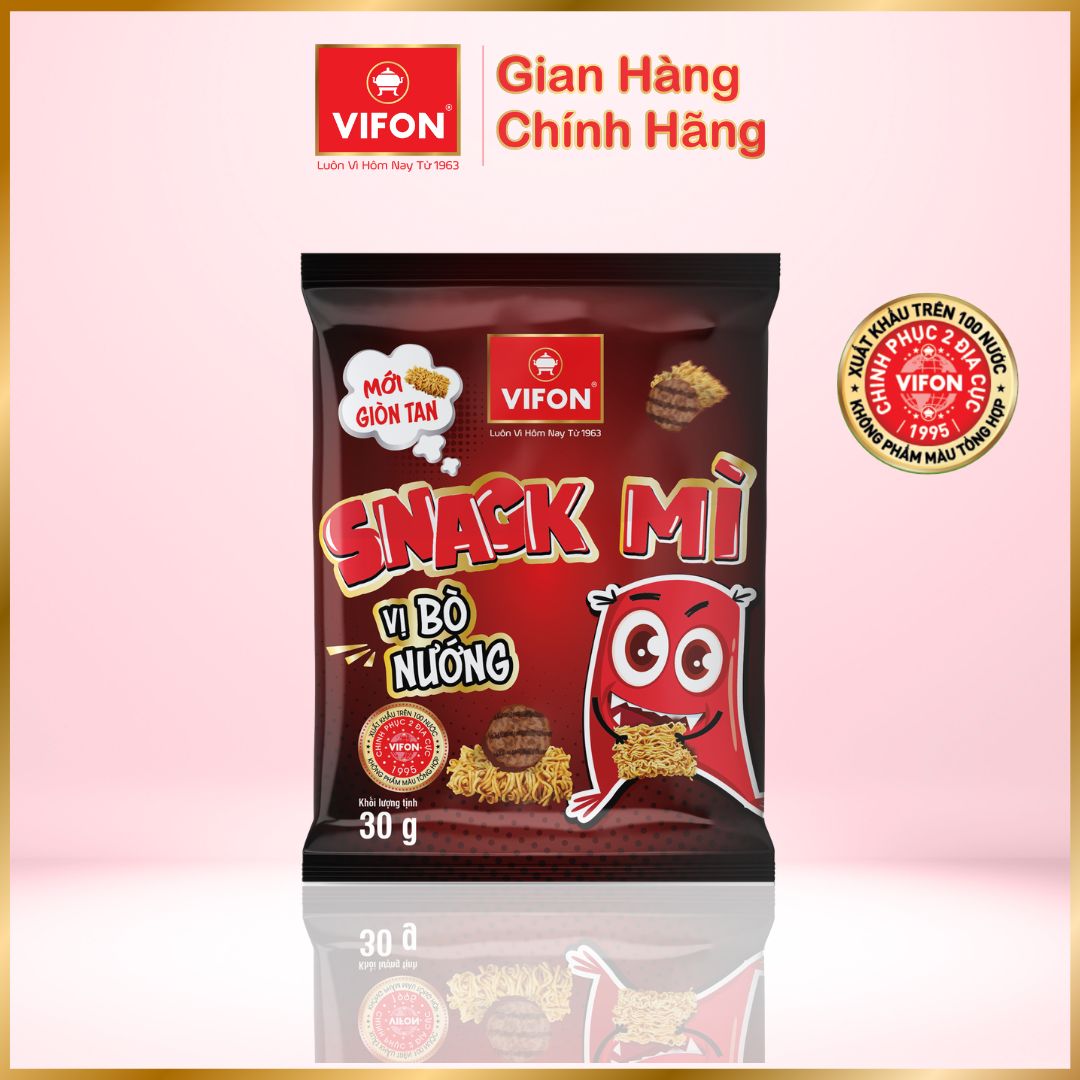 Thùng 24 Snack Mì Bò Nướng VIFON (30gr/ Gói)