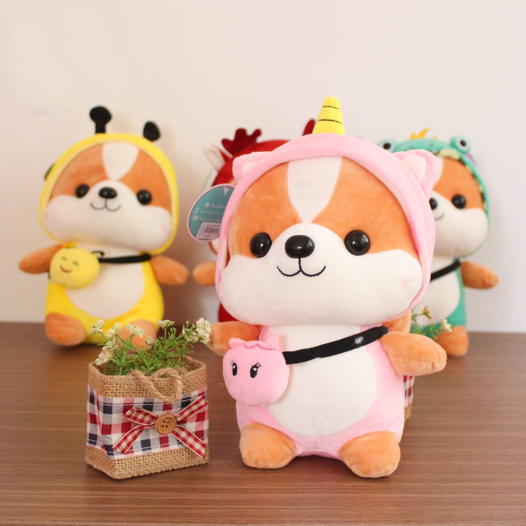 Thú bông Chó Shiba cosplay mặc áo thú