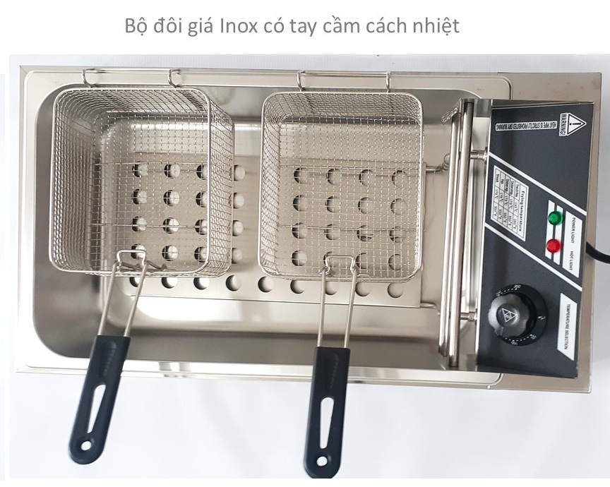 Bếp Chiên Nhúng Đơn 1 Khay 12 Lít 2 Giá Nhúng  3.500 W Chất Liệu Inox 304 Cách Nhiệt