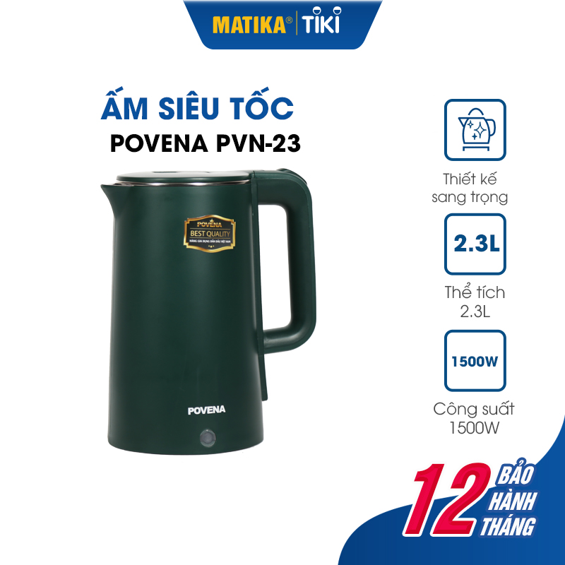 Ấm Siêu Tốc Vành Liền Dung Tích 2.3L POVENA PVN-23 - Hàng Chính Hãng