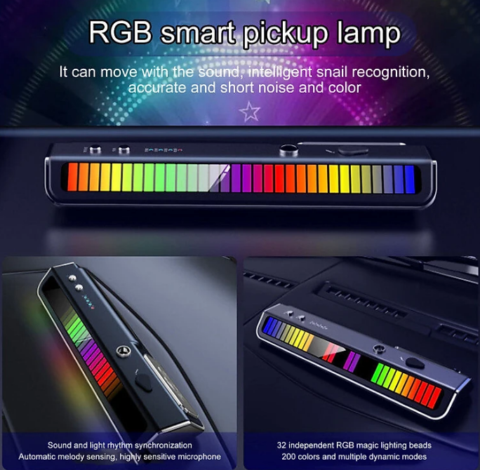 Cao cấp - Nước hoa ô tô NaNo kiêm Bảng ghi số đỗ xe Cảm biến nhấp nháy theo nhạc Led RGB, tặng kèm 2 chai tinh dầu