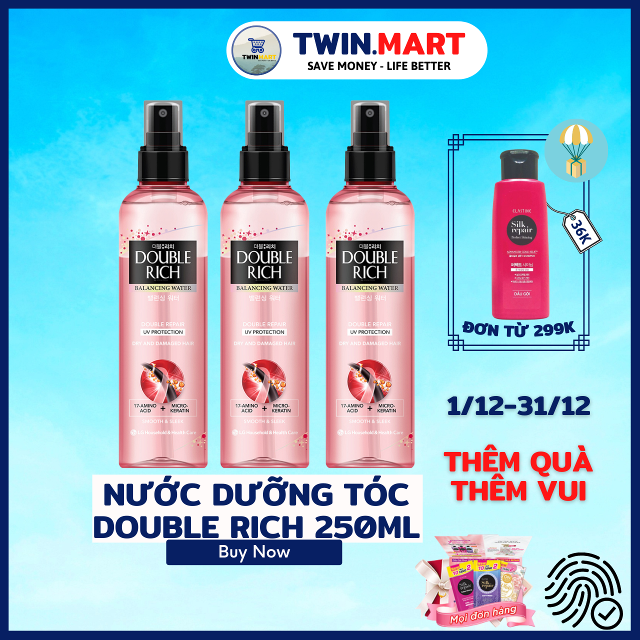 Nước Dưỡng Tóc Double Rich Chăm Sóc Khô Xơ, Hư Tổn 250ml Balancing Water Double Repair