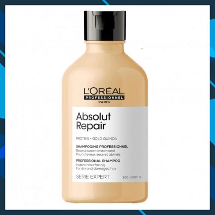 Dầu gội phục hồi tóc L'oreal Serie Expert Gold Quinoa + Protein Absolut Repair Instant resurfacing shampoo 300ml