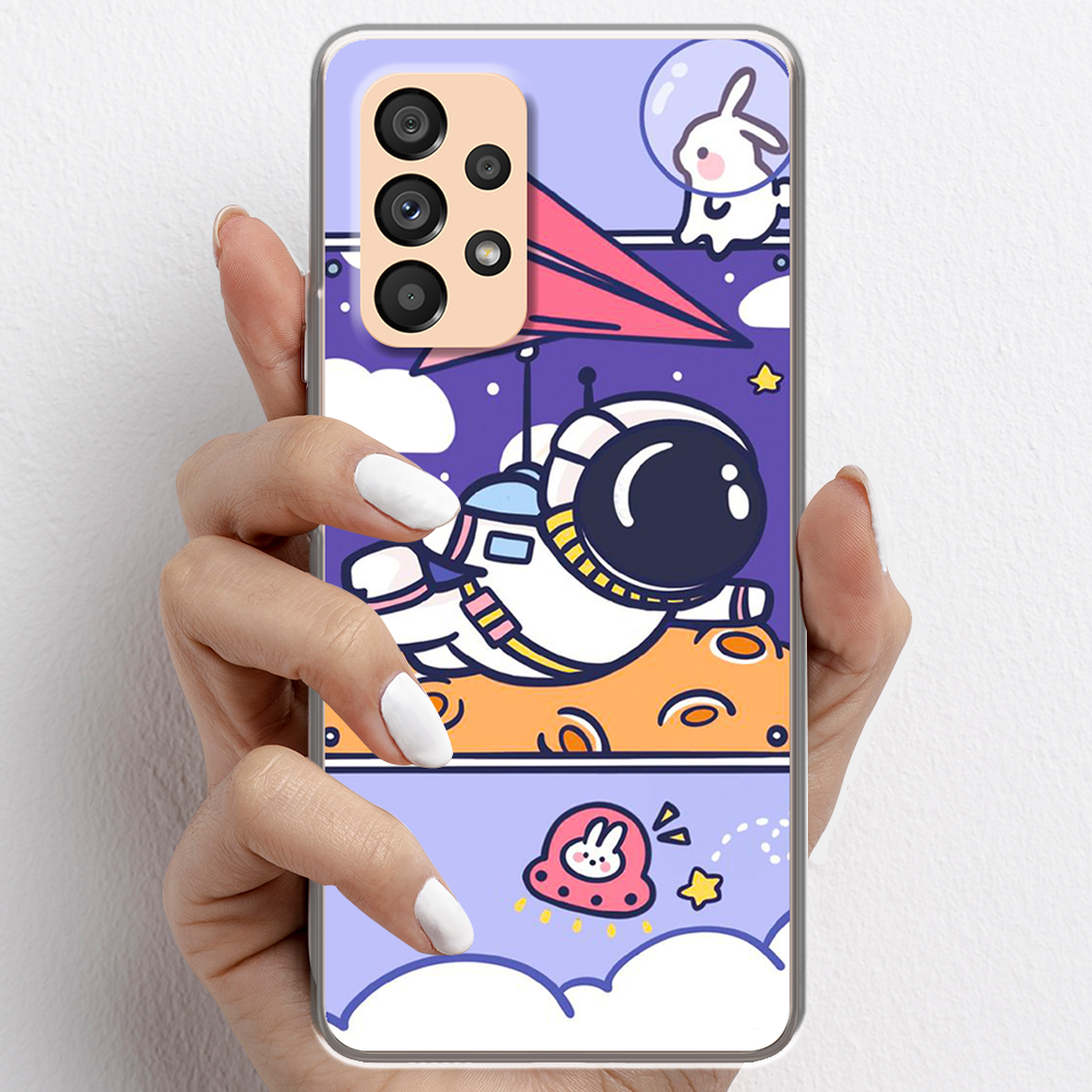 Ốp lưng cho Samsung Galaxy A72, Samsung Galaxy A73 5G nhựa TPU mẫu Phi hành gia tím