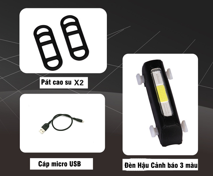 Đèn đuôi xe đạp xanh đỏ cảnh sát COB 120lumens chống nước IPX4 sạc điện FGY306 Mai Lee