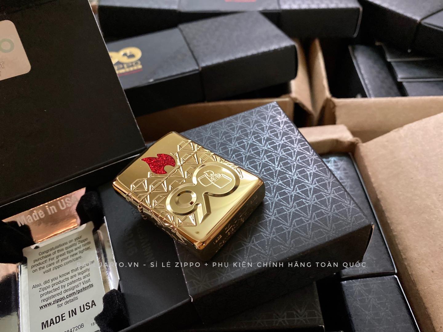 Bật Lửa Zippo 49866 – Zippo 90th Anniversary Limited Edition – Zippo 2022 Collectible Of The Year Asia – Gold Plated – Zippo Coty 2022 Asia