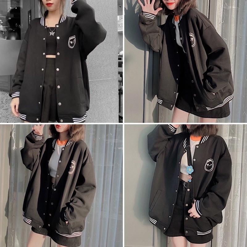 Áo Khoác BOMBER FACE tay dài form rộng chất xịn mịn UNISEX