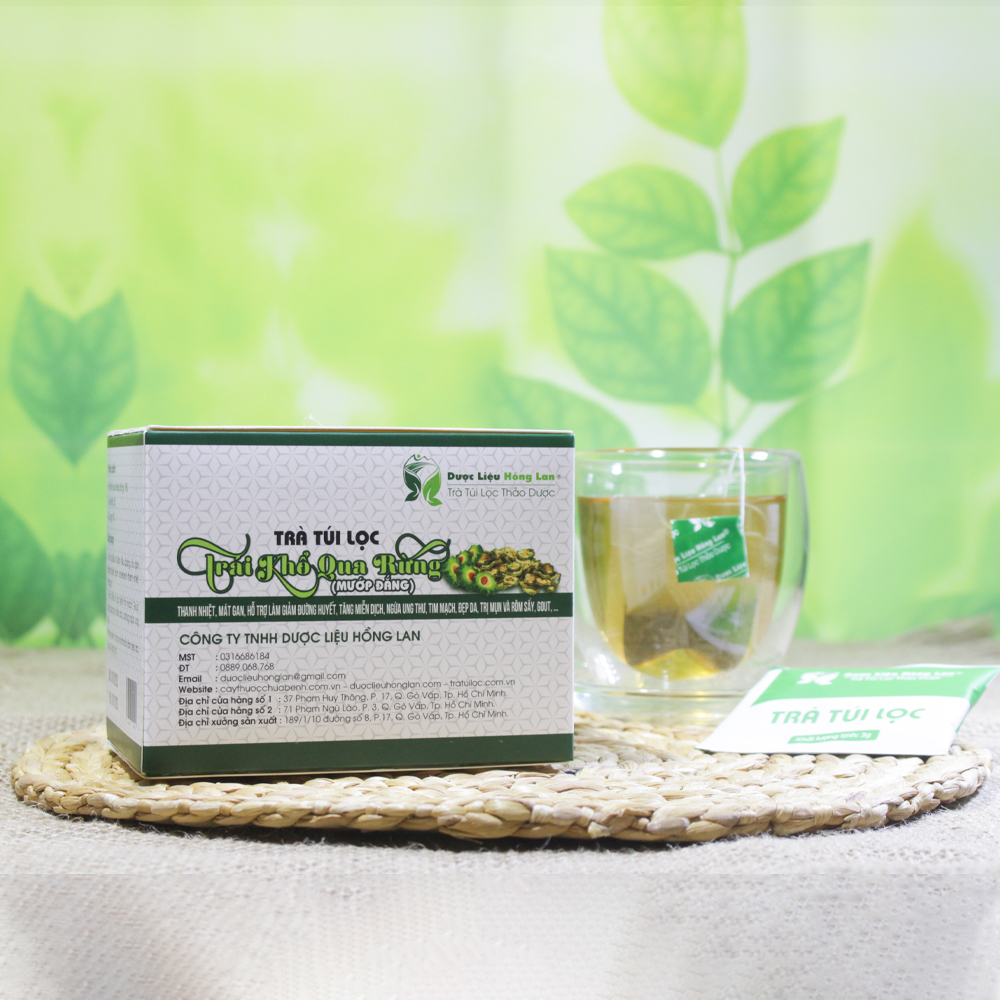 Trà Quả Mướp Đắng rừng túi lọc hộp 60g Cty Dược Liệu Hồng Lan - Thanh nhiệt, mát gan, giảm đường huyết, ngừa ung thư, tim mạch, đẹp da,...