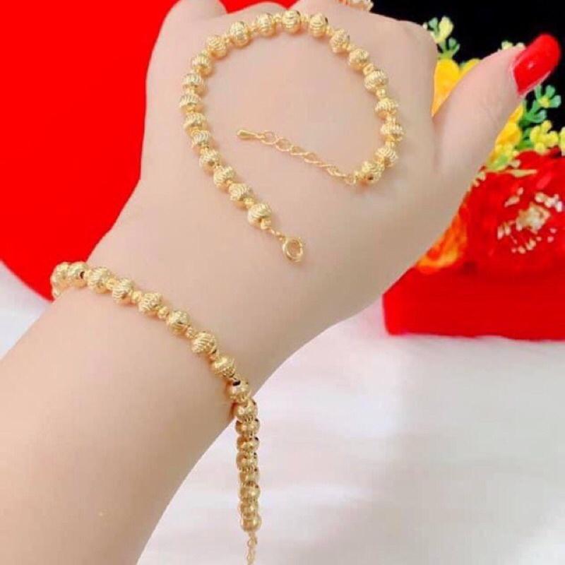 Lắc tay bi mạ vàng 18k bền màu siêu sáng vòng tay Kami