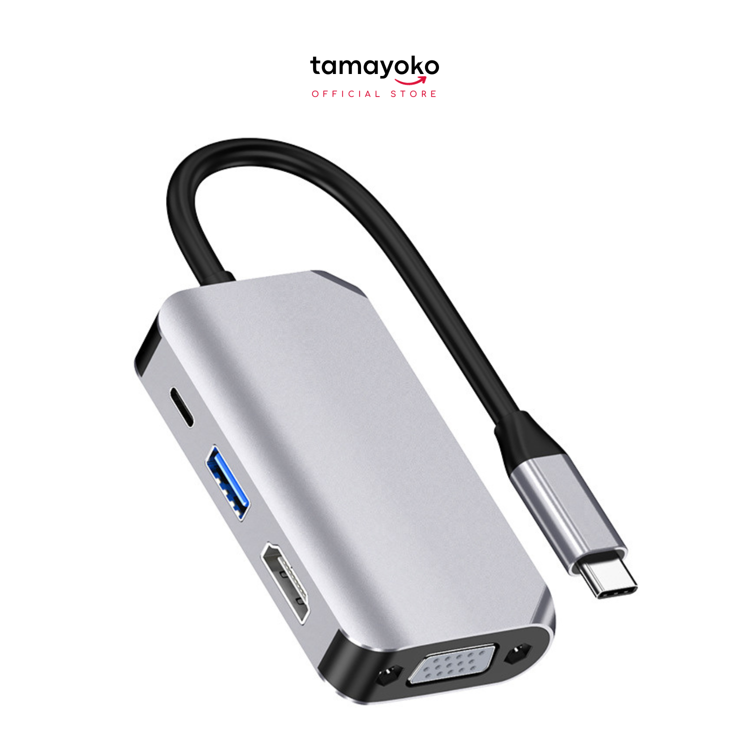Hub Chuyển Đổi Type-C Chia 4 Cổng HDMI/VGA/PD 2.0/USB 3.0 - Hàng Chính Hãng Tamayoko