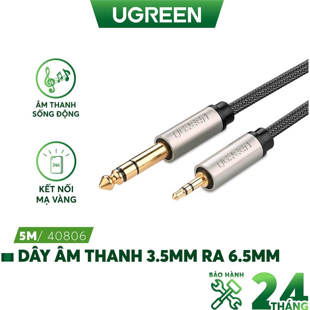 Cáp chuyển đổi âm thanh 3.5mm đầu đực sang 6.5mm đầu đực UGREEN AV127 - Hàng chính hãng