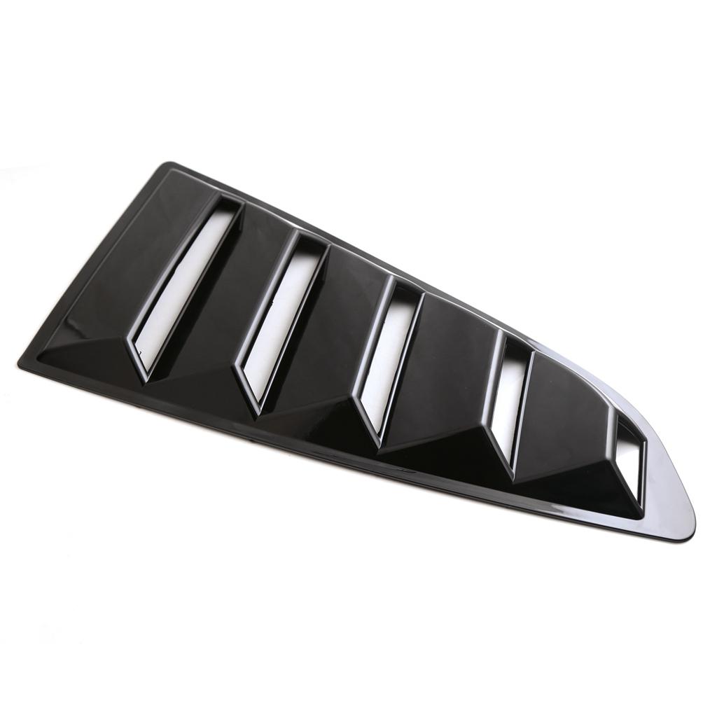 Pair Car Side Window Louver Cover 1/4 Scoop For Ford Mustang 2015-2017 Black