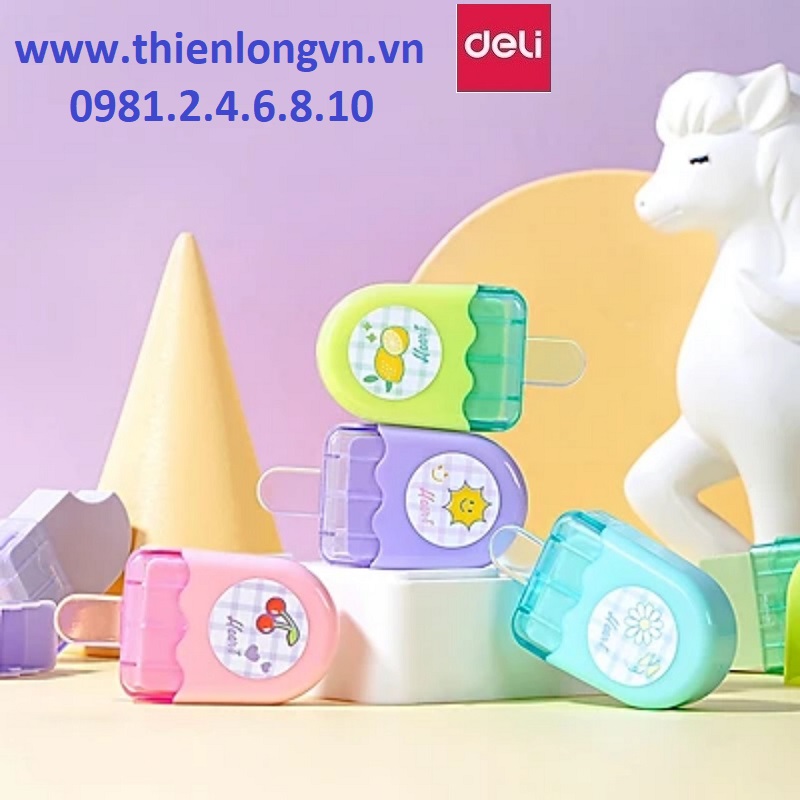 Hộp 12 cây tẩy màu hình que kem Deli 71122