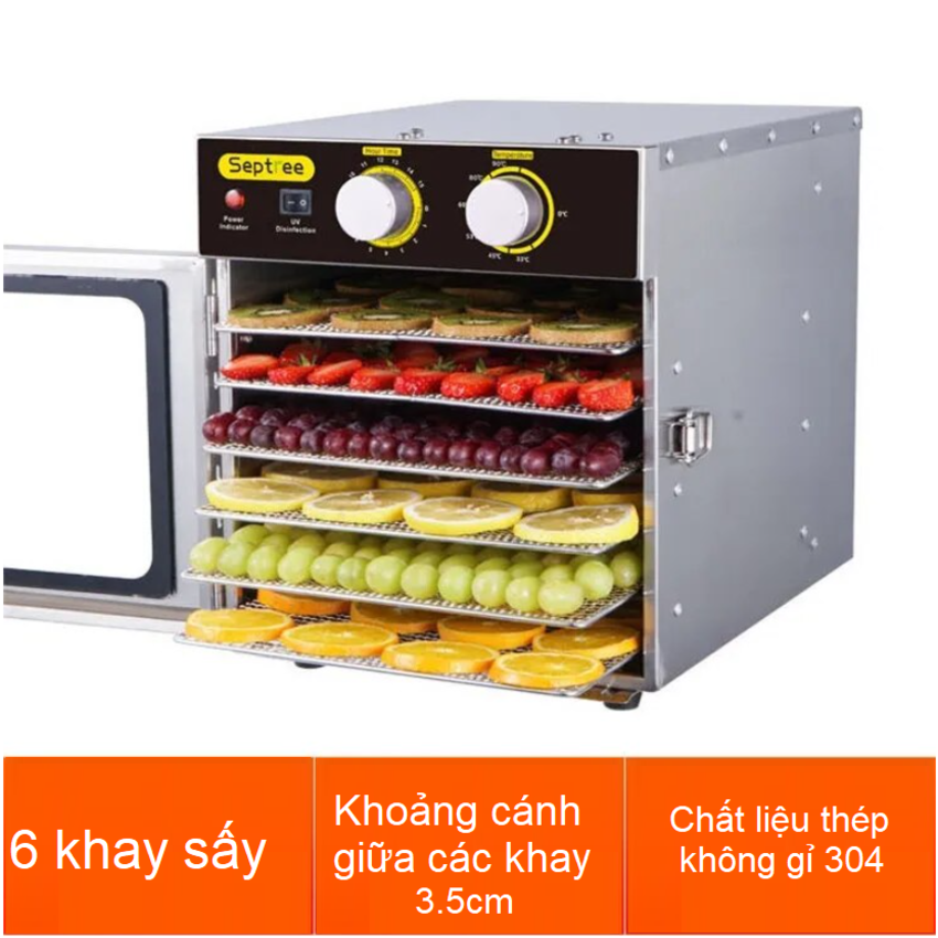 Máy sấy thực phẩm tích hợp đèn UV diệt khuẩn, thương hiệu Mỹ SEPTREE cao cấp ST-04 dung tích 15L - Hàng chính hãng, bảo hành 12 tháng