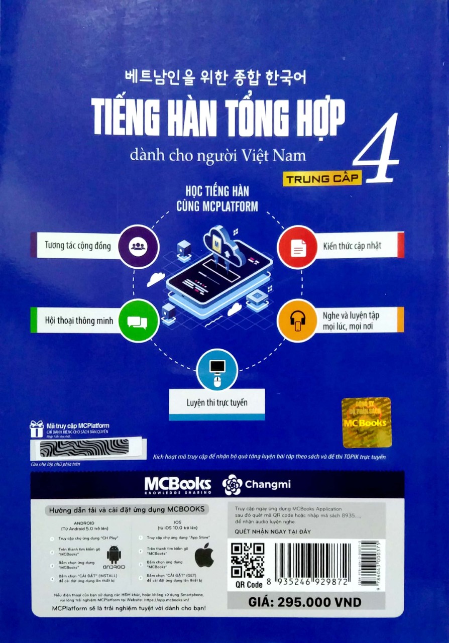 Combo Giáo trình tiếng hàn tổng hợp sơ cấp 4+SBT phiên bản màu