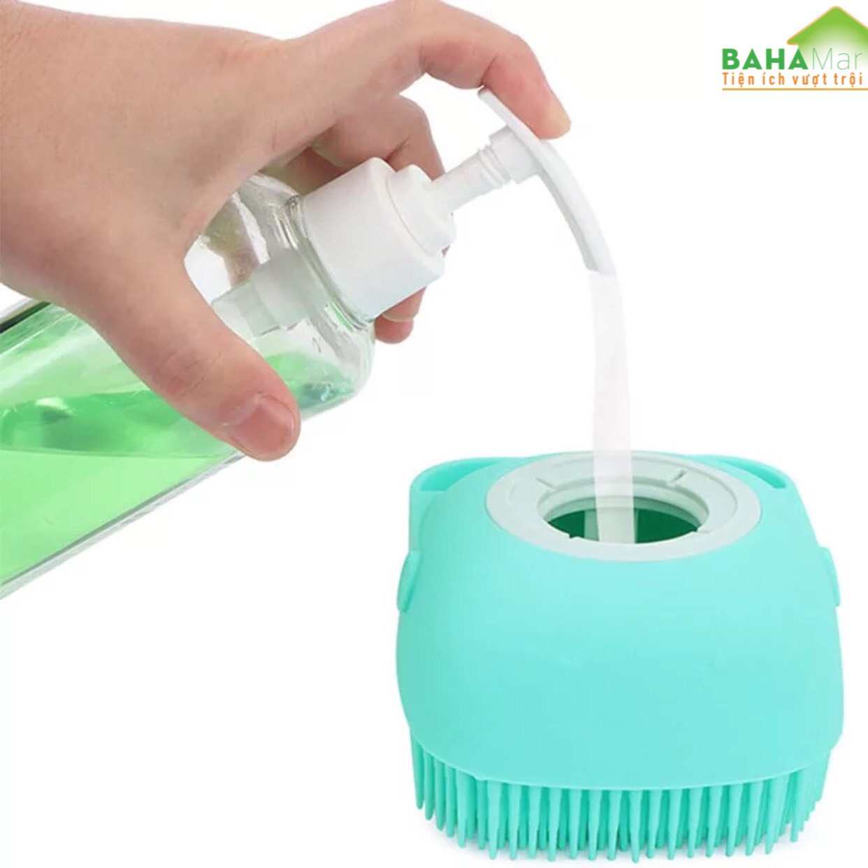 BÀN CHẢI TẮM SILICONE MỀM MASSAGE TẨY DA CHẾT CÓ NGĂN CHỨA SỮA TẮM