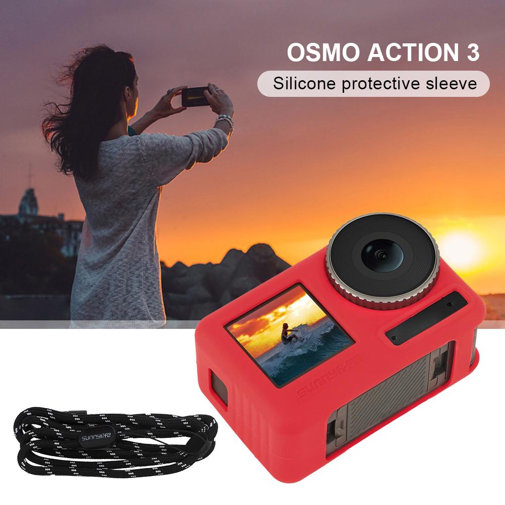 Vỏ bảo vệ bằng silicon Vỏ bảo vệ máy ảnh chống rơi có dây buộc Vỏ bảo vệ máy ảnh Chống trầy xước cho OSMO Action 3