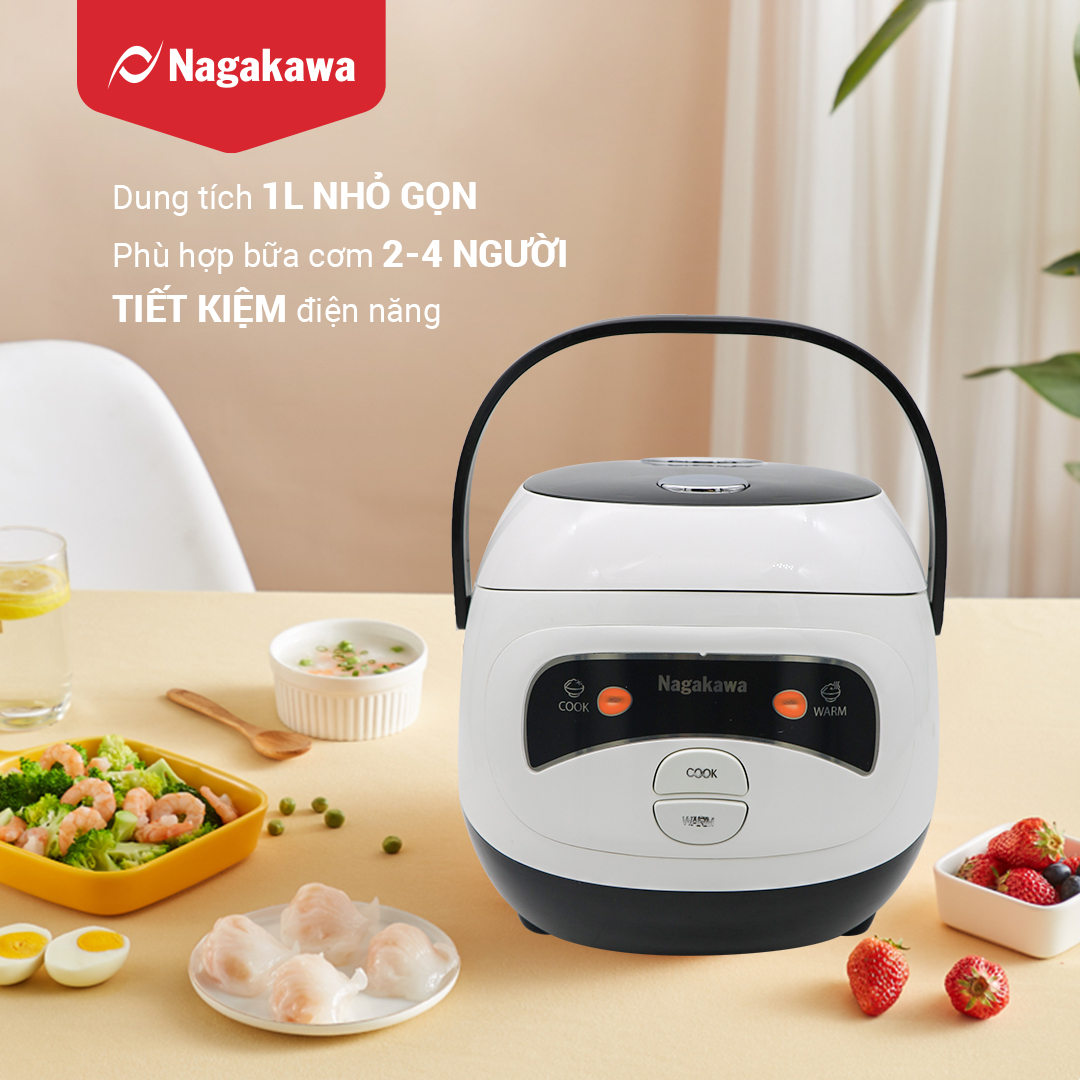 Nồi Cơm Điện Mini Nagakawa NAG0134 (400W-1 Lít) - Hàng Chính Hãng