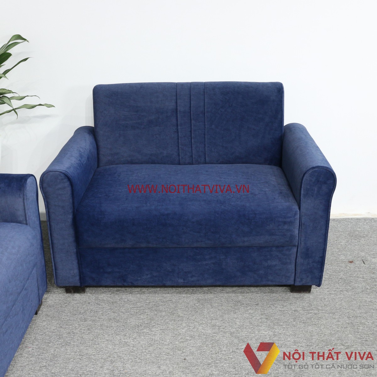 Bộ Sofa Góc Bọc Nhung Màu Xanh Dương Đẹp Hiện Đại Giá Rẻ