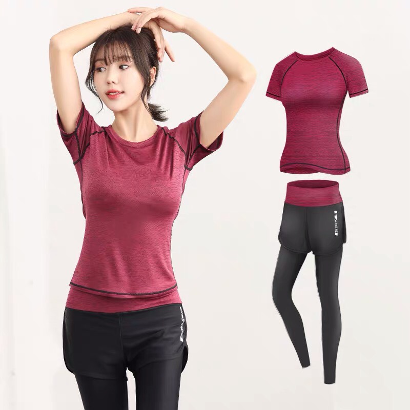 Bộ Đồ Tập Gym Nữ Trẻ Trung 2 Món - Set Quần Áo Tập GYM YOGA Nữ - Đỏ (Quần dài) - 3XL