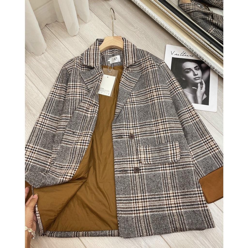 (Sẵn+ Ảnh Thật) Áo dạ kẻ 4 cúc hàng quảng châu 2 lớp, Áo vest Blazer dạ cao cấp