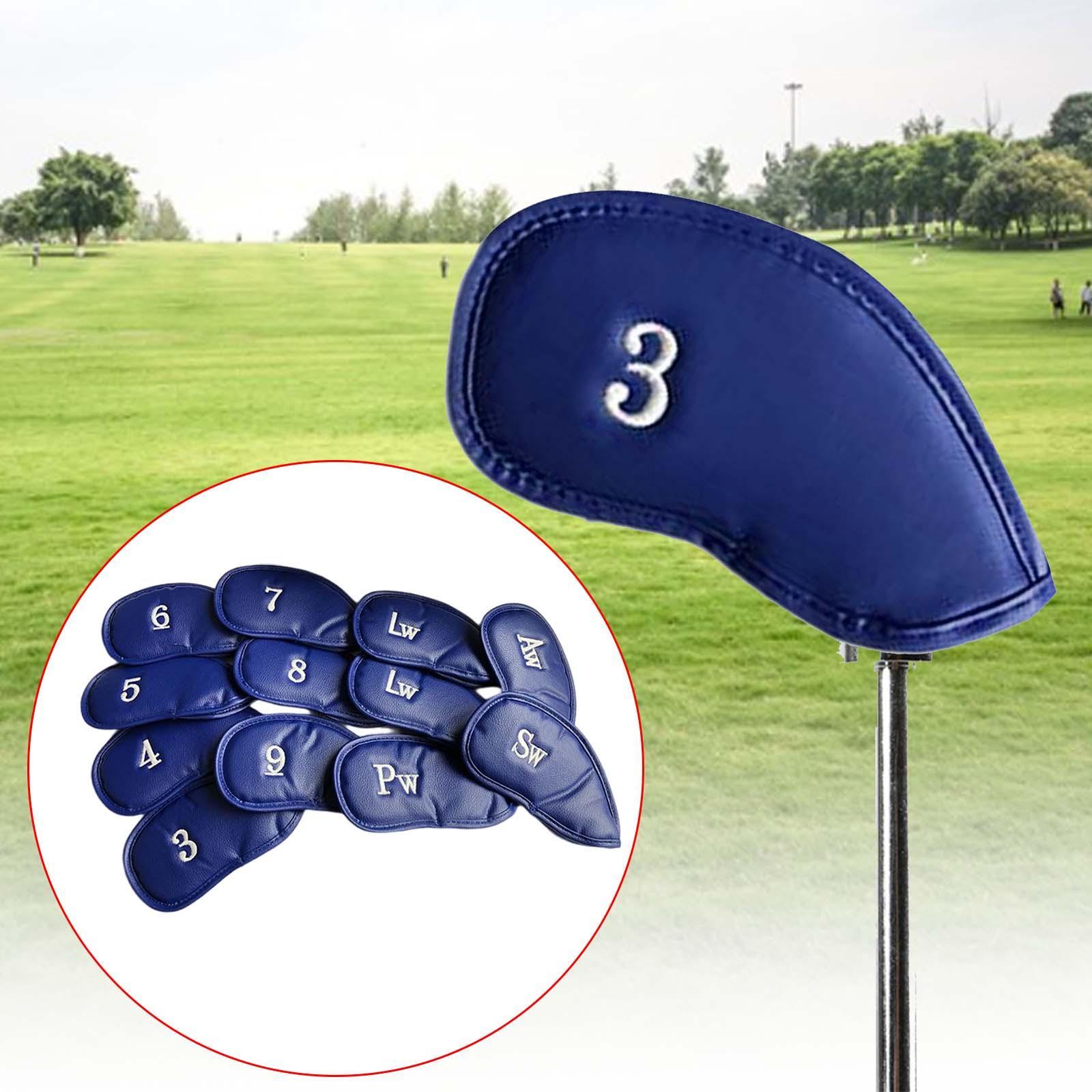 12Pcs Golf Club Head Covers PU Leather for All Brands Wedges Golf Iron Head Covers