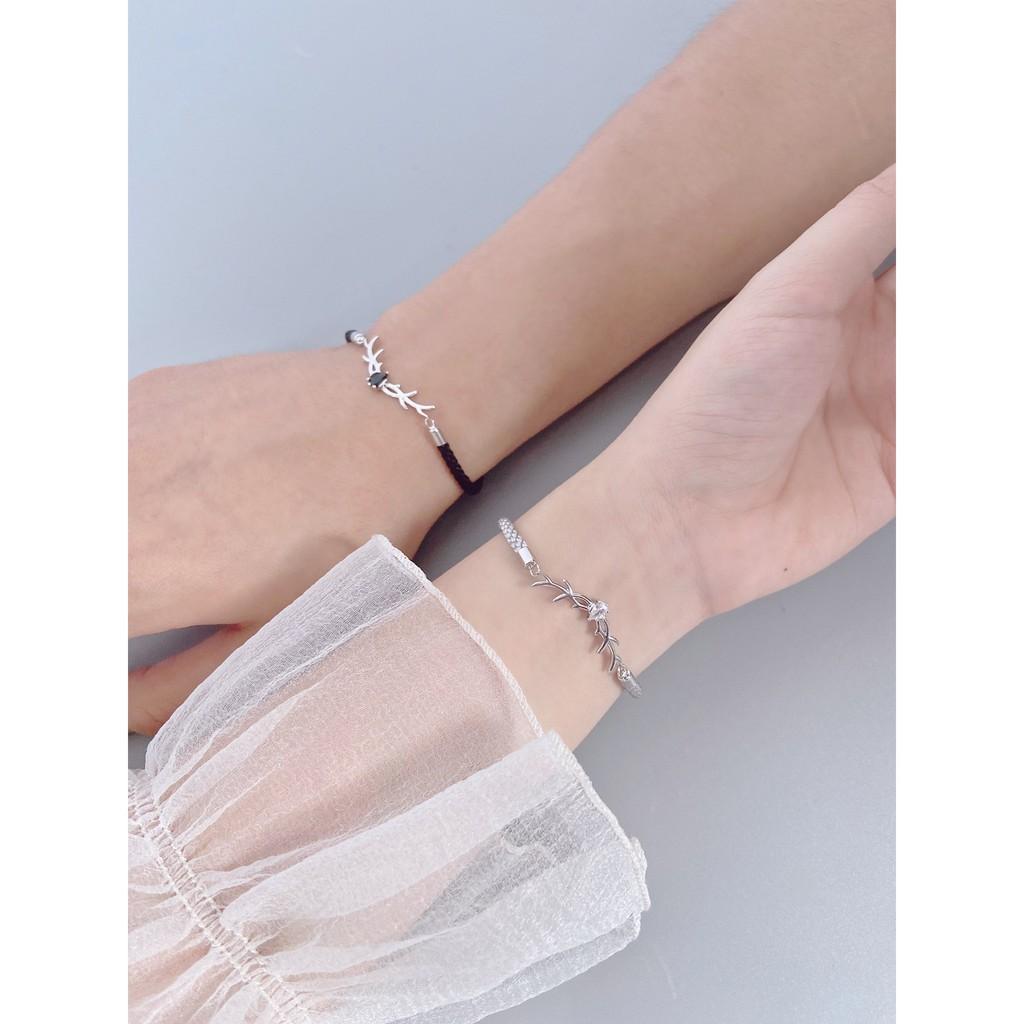 Lắc Tay Đôi Bạc Blue Peach Sừng Hươu LTD022