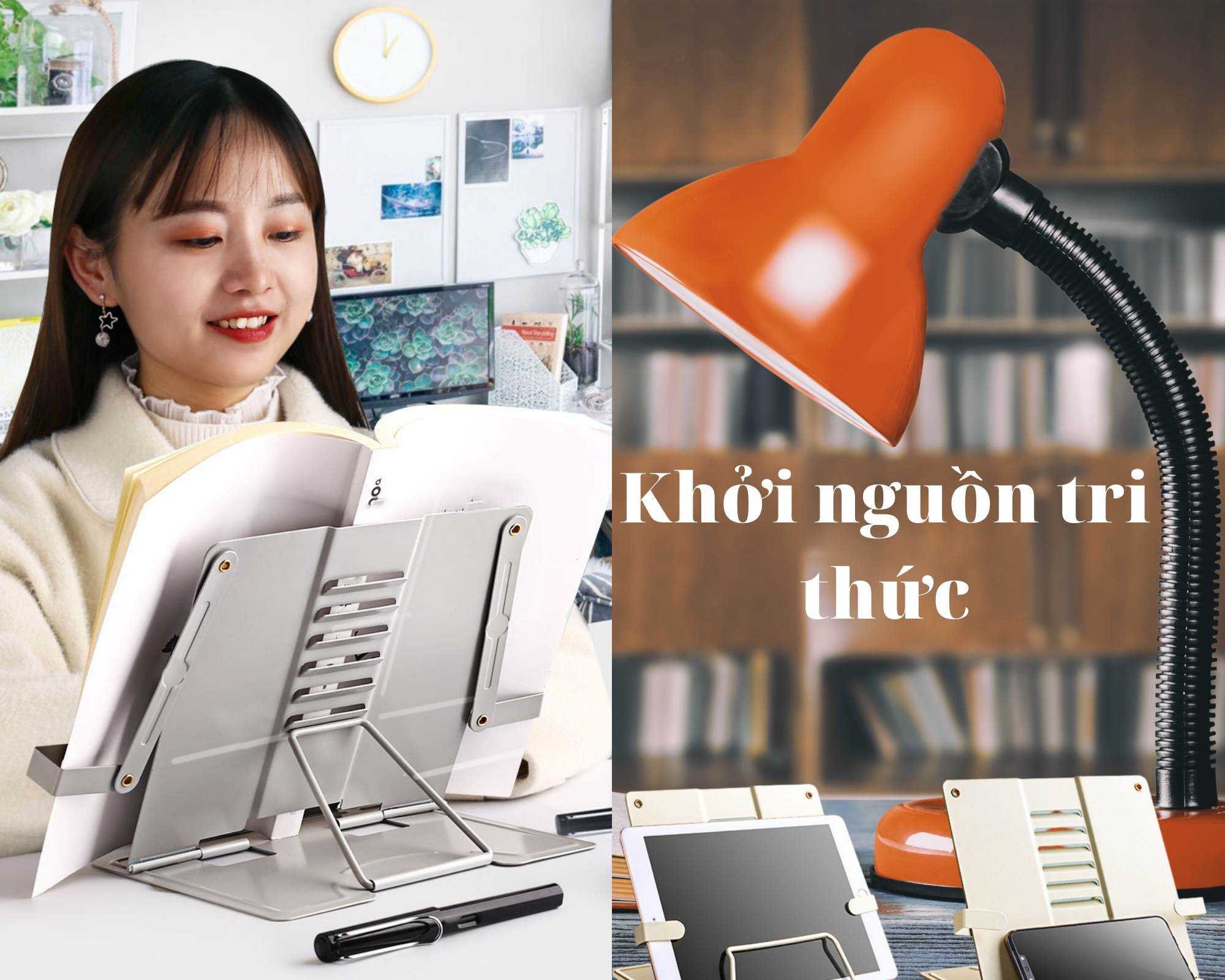 Giá Đỡ đỡ sách, đọc sách, đỡ điện thoại máy tính bảng đa năng chống cận Hợp Kim Nhôm Cao Cấp có thể điều chỉnh chiều cao. Hỗ Trợ Chống Mỏi Cổ, Vai, Gáy. Hàng Chính Hãng KitAcoom