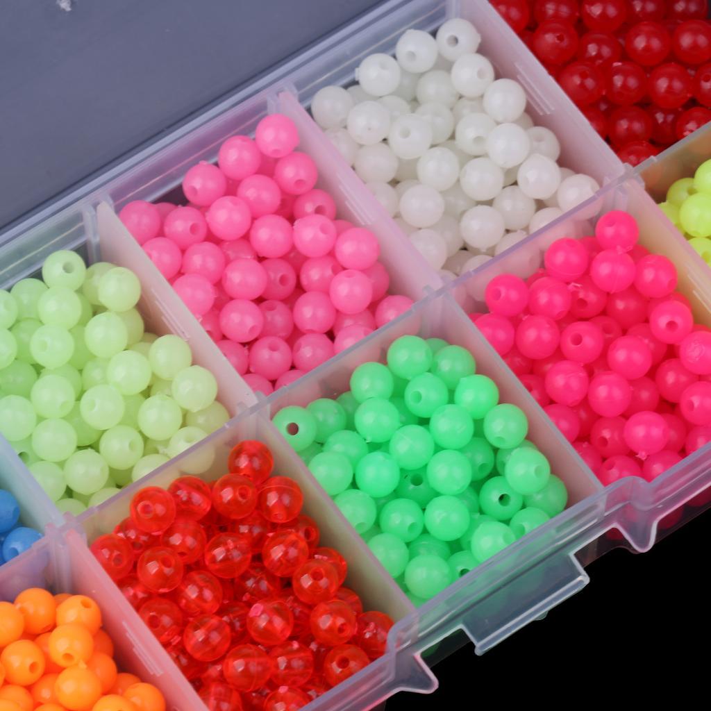 1 Box of Plastic Luminous Round Beads Fishing Lures Fishing Bead Fishing Beads Kit Fishing Tackle Tools Eggs Hard Fishing Beads