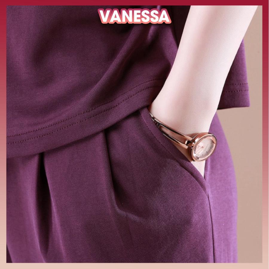 Đồ bộ mặc nhà, quần áo trung niên cho bà, cho mẹ Vanessa, chất liệu thun thể thao co giãn, form rộng thoải mái ĐBH.30