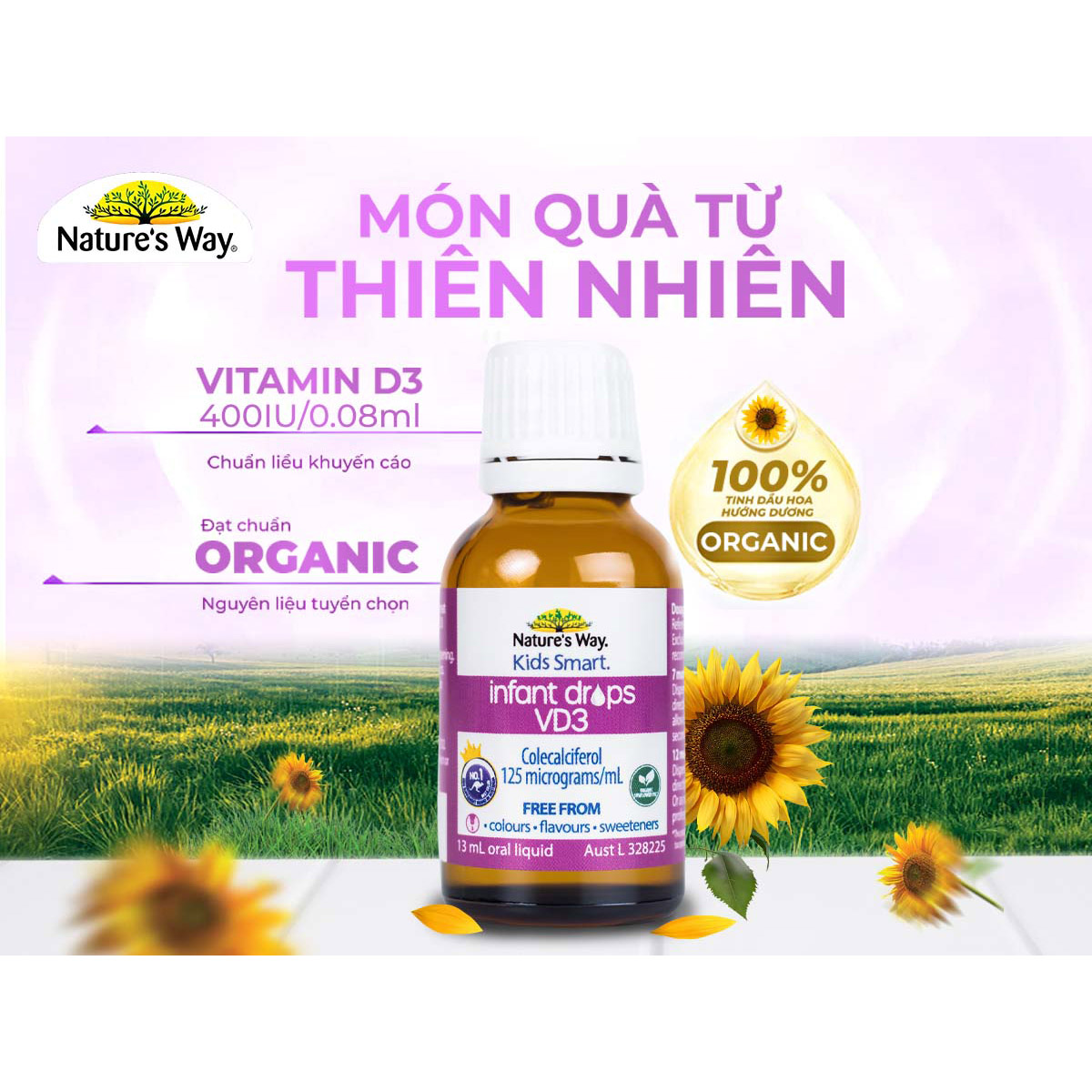 Nature's Way Kids Smart INFANT DROPS VD3 - Bổ sung vitamin D3 cho bé (13ml/Lọ)